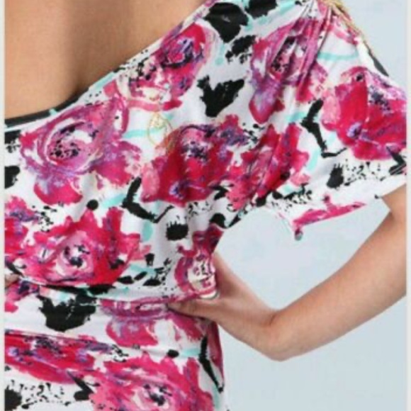 NEW Baby Phat Rose Floral Flower Y2K Midi 1 shoulder Dress 1X PLUS SIZE - Picture 5 of 17